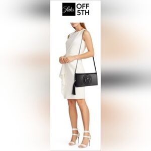 Valentino by Mario Valentino Lena Crossbody/Clutch Tassel Bag Black Authentic